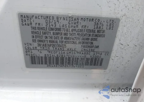 2019 Nissan Sentra S from USA, damaged, VIN 3N1AB7AP2KY364225
